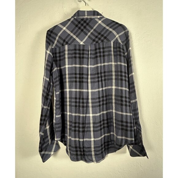Rails Hunter Womens Plaid Long Sleeve Shirt Hunter Twilight Ebony White Medium - Picture 2 of 8
